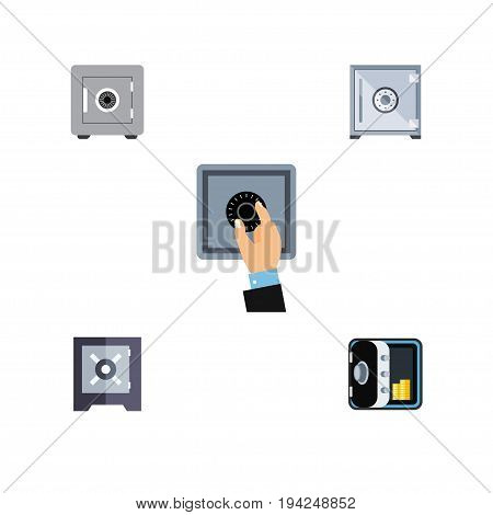 Flat Icon Strongbox Set Of Locked, Protection, Banking And Other Vector Objects. Also Includes Protection, Safe, Strongbox Elements.