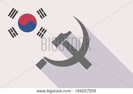 Long Shadow South Korea Flag With  The Communist Symbol