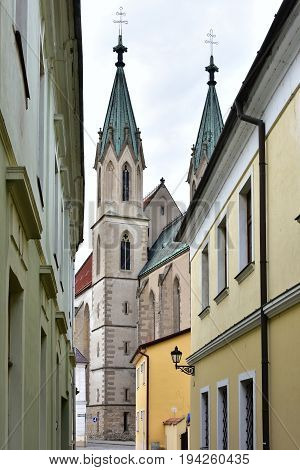 Historic buildings in UNESCO protected town Kromeriz in Czech republic