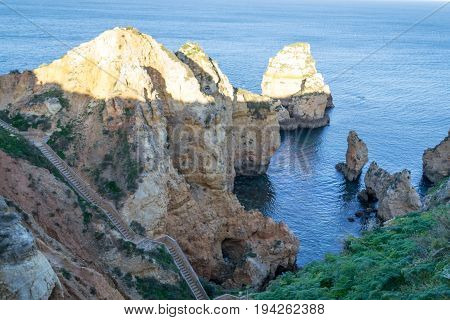 Cliffs And Rock Formations At Ponta Da Piedade (lagos, Portugal)