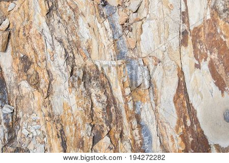 Close up of rocky texture on cliffside