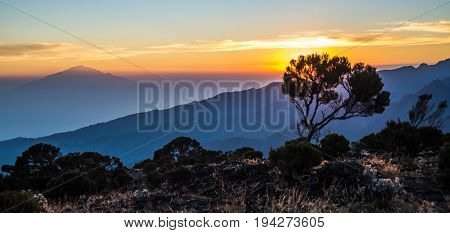 Mount Meru view from Kilimanjaro Machame route trail