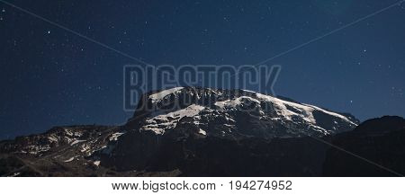 Kilimanjaro view under the stars at night