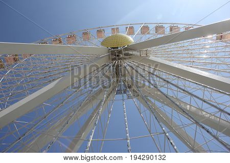 A ferris wheel on the boardwalk in Wildwood, New Jersey