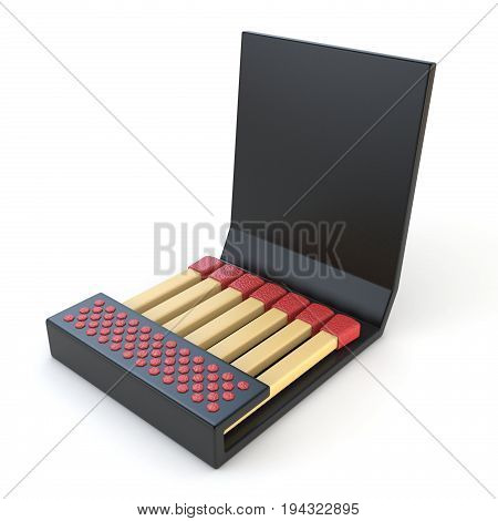 Black Cardboard Matcbook Side View 3D