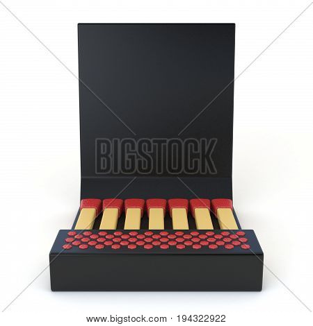 Black Cardboard Matcbook Front View 3D