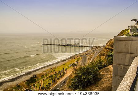 Views from the Miraflores neighborhood to the Pacific beaches from the cliffs.