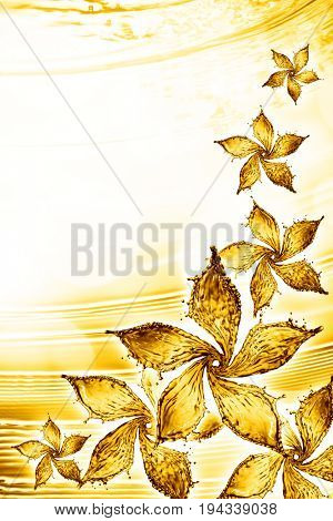 flower made of water splash of yellow color. 3d rendering
