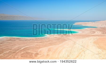 Dead Sea salt lake surface shores and beaches are 430 metres below sea level Earth's lowest elevation on land.
