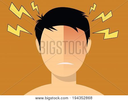 headache migraine illustration men with red head vector