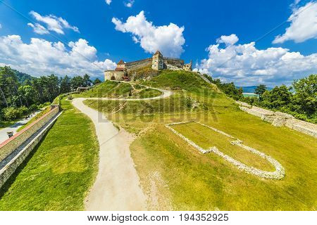 Medieval fortress (citadel) in Rasnov city Brasov Transylvania Romania
