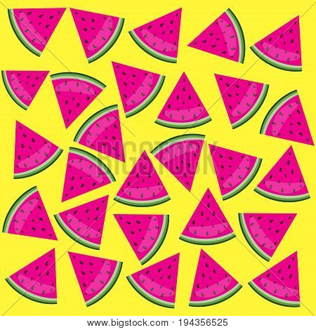 Seamless watermelon pattern. Vector summer party poster background in flat style