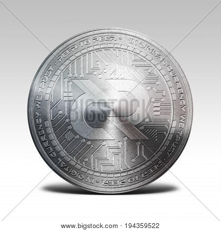 silver decred coin isolated on white background 3d rendering illustration