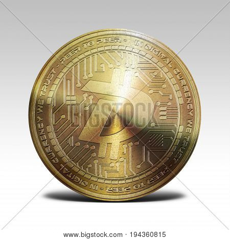 golden digibyte coin isolated on white background 3d rendering illustration