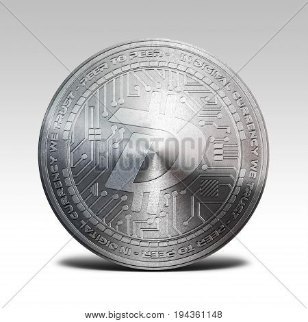 silver digibyte coin isolated on white background 3d rendering illustration