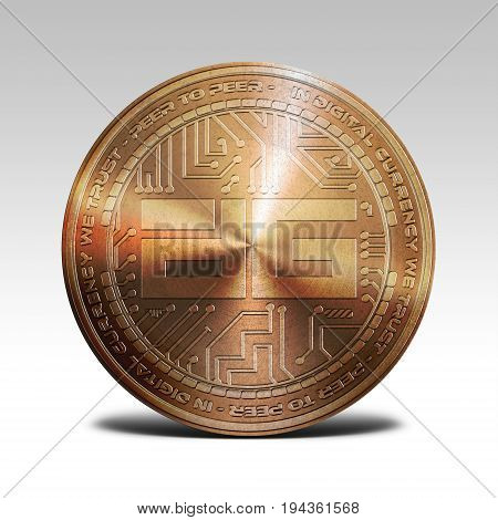 copper digixDAO coin isolated on white background 3d rendering illustration