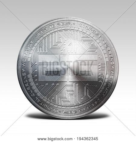 silver digixDAO coin isolated on white background 3d rendering illustration