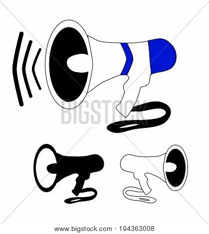 Speakerphone amplifier voice megaphone in color black and white version