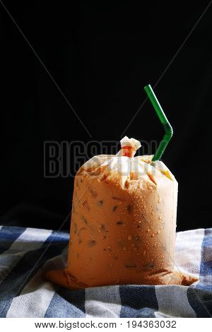 Cha Yen,Thai iced tea one of famous street drink in Thailand,made from tea, milk and sugar