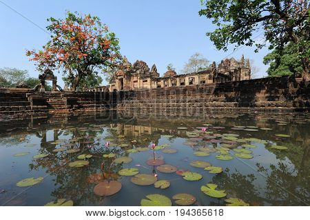 Buriram, Thailand - 22 January 2014: Prasat Muang Tam temple the ancient sanctuary in Buriram on Thailand