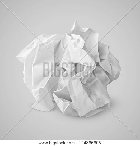 Crumpled Paper Ball On Gray