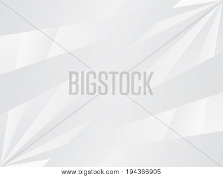 White abstract background with gray rays beaming from left bottom to right top corner texture. Grey polygonal triangular pattern in vector. Screen ratio 3:4