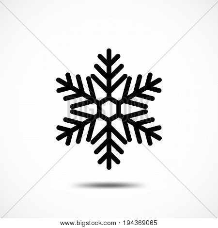 Snowflake Icon Isolated. Black Frozt Symbol on White Background. Icy Snow Element for Winter Design