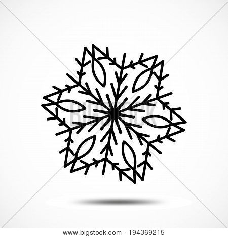 Snowflake Icon Isolated. Black Frozt Symbol on White Background. Icy Snow Element for Winter Design