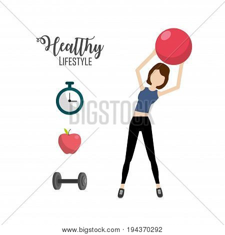 woman healthy lifestyle to do exercise vector illustration