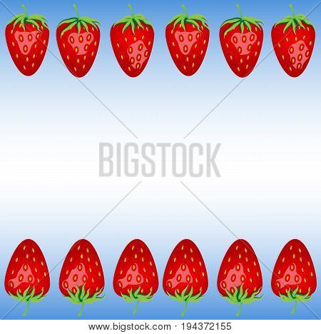 A Frame Of Strawberries On A Blue Background