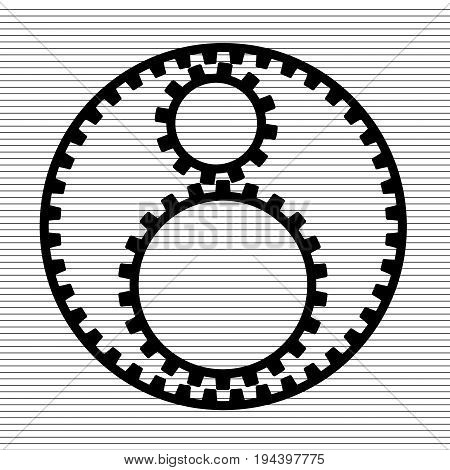 Three gear sign simple icon flat style