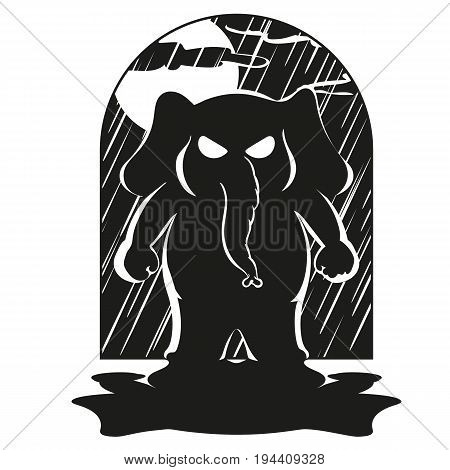 Elephant. Character. Came suddenly. Big collection of isolated elephants. Vector, cartoon.