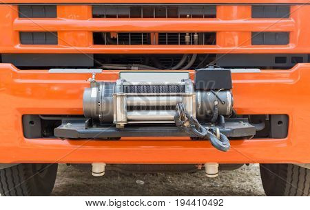 winch on front of rescue truck .