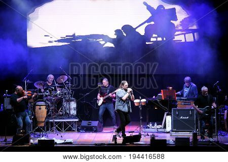Bassano Del Grappa, Vi, Italy - April 29, 2017: Nomadi An Italian Band On The Stage During The Live