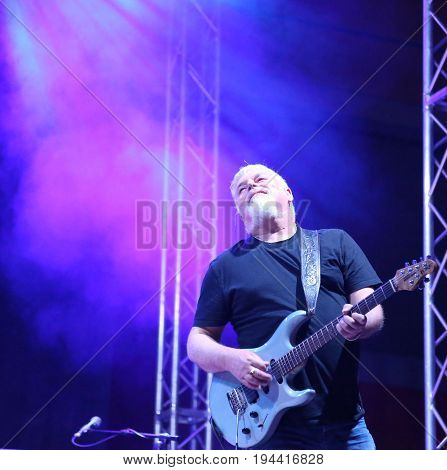 Bassano Del Grappa, Vi, Italy - April 29, 2017: Falzone Cico Of Nomadi An Italian Musical Band Plays