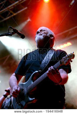 Bassano Del Grappa, Vi, Italy - April 29, 2017: Falzone Cico Of Nomadi An Italian Musical Group Play