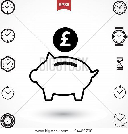 Money Pound Icon or Flat Sign. National UK CurrencySymbol Isolated