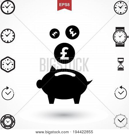 Money Pound Icon or Flat Sign. National UK CurrencySymbol Isolated