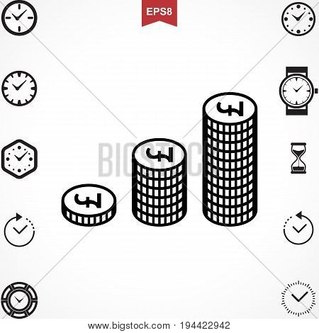 Money Pound Icon or Flat Sign. National UK CurrencySymbol Isolated