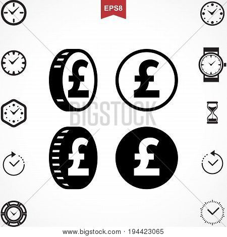 Money Pound Icon or Flat Sign. National UK CurrencySymbol Isolated