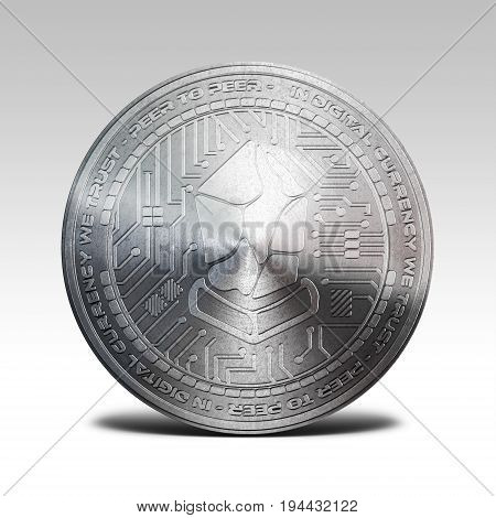 silver lisk coin isolated on white background 3d rendering illustration