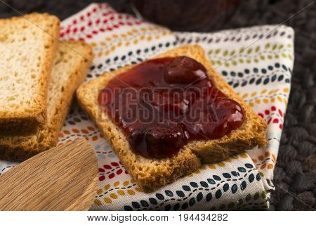 Breakfast Of Cherry Jam On Toast