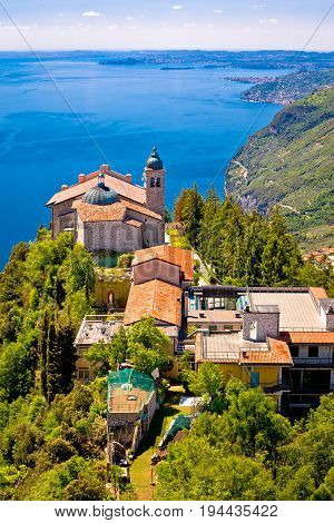 Madonna Di Montecastello Hermitage Above Lago Di Garda Vertical View