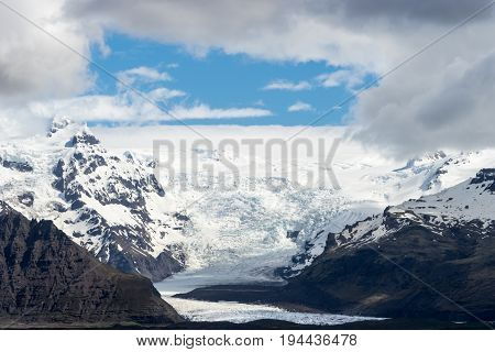 Skaftafell Glacier on a clear and sunny day
