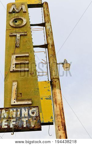 Ludlow California USA - October 29 2015:The Bagdad Cafe from the 1960s along Route 66 in the Mojave Desert that was made famous upon the release of the 1987 German film under the same name.