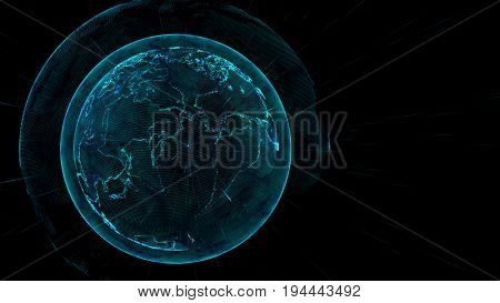 Global network connection concept.Internet concept global.Close up earth sphere with grid line.