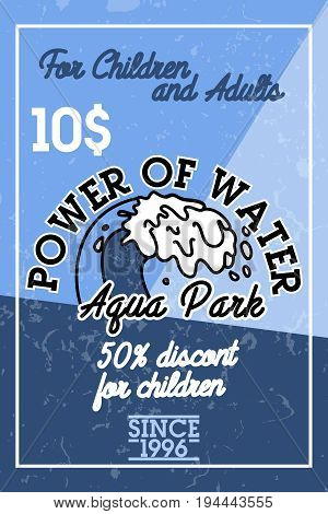 Color vintage aquapark banner. Summer sign. Vector illustration, EPS 10