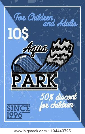 Color vintage aquapark banner. Summer sign. Vector illustration, EPS 10