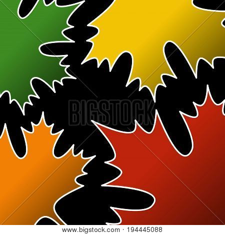 abstract illustration - autumn fall colored maple leafs in front of a black background