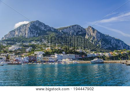 The Tyrrhenian Sea bathes the beach of a village on the Italian coast.